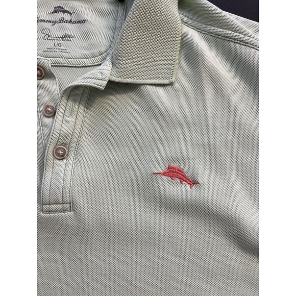 Tommy Bahama Large Adult Polo Shirt Green Short Sleeve Golf Tropical Logo Mens - Picture 3 of 9